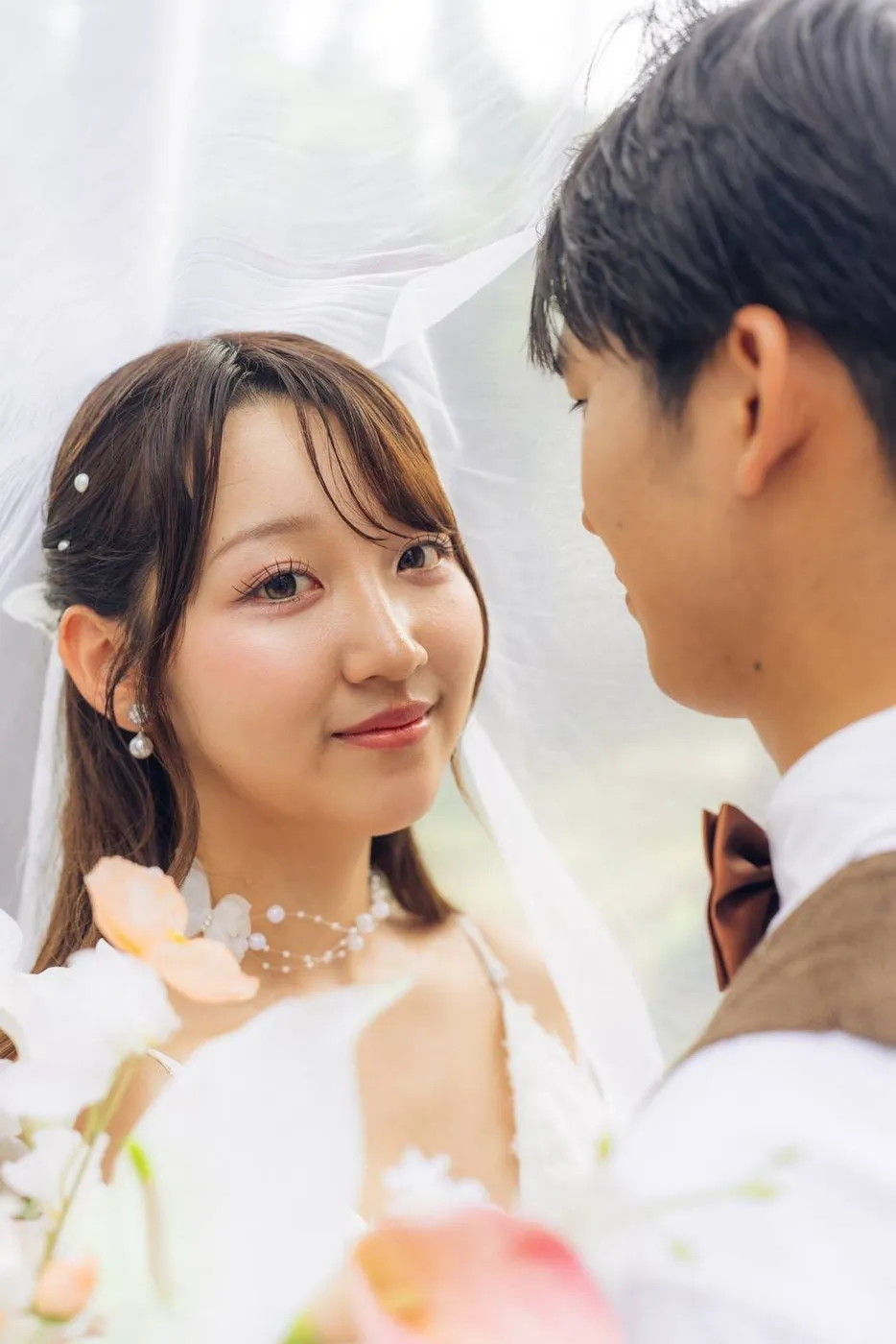 ヴェールを合わせたヘアメイク